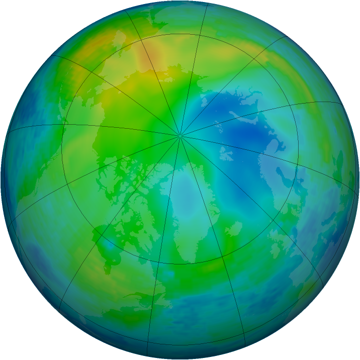 Arctic ozone map for 11 November 1993